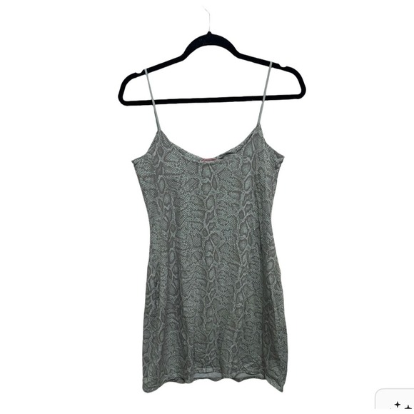 Victoria's Secret Animal Print Mini Dress In Grey Blue Size Large Vintage Y2K - Picture 2 of 5